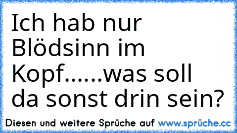 Ich hab nur Blödsinn im Kopf...
...was soll da sonst drin sein?