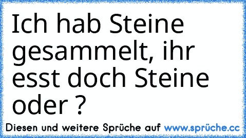 Ich hab Steine gesammelt, ihr esst doch Steine oder ?