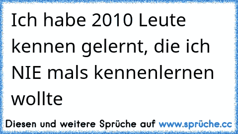 Ich habe 2010 Leute kennen gelernt, die ich NIE mals kennenlernen wollte