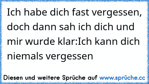 Ich habe dich fast vergessen, doch dann sah ich dich und mir wurde klar:
Ich kann dich niemals vergessen ♥