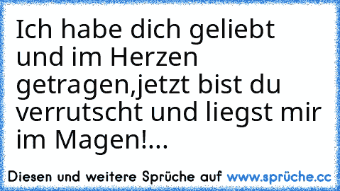 Ich habe dich geliebt und im Herzen getragen,
jetzt bist du verrutscht und liegst mir im Magen!...