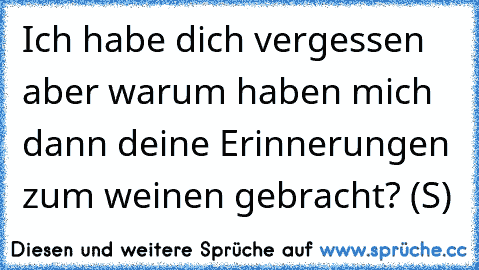 Ich habe dich vergessen aber warum haben mich dann deine Erinnerungen zum weinen gebracht? ♥
(S)