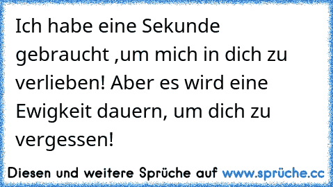 Ich habe eine Sekunde gebraucht ,um mich in dich zu verlieben! Aber es wird eine Ewigkeit dauern, um dich zu vergessen! ♥