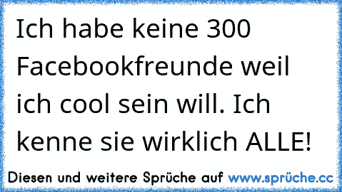 Ich habe keine 300 Facebookfreunde weil ich cool sein will. Ich kenne sie wirklich ALLE!