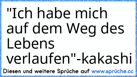 "Ich habe mich auf dem Weg des Lebens verlaufen"
-kakashi