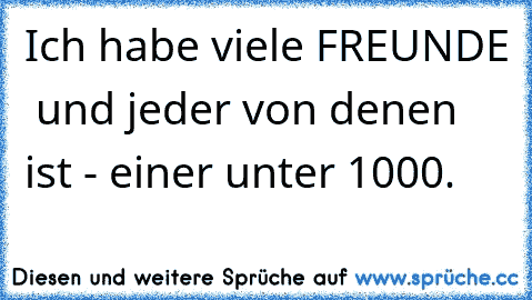 Ich habe viele FREUNDE ♥ und jeder von denen ist - einer unter 1000.