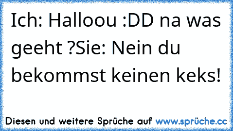 Ich: Halloou :DD na was geeht ?
Sie: Nein du bekommst keinen keks!