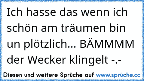 Ich hasse das wenn ich schön am träumen bin un plötzlich... BÄMMMM der Wecker klingelt -.-