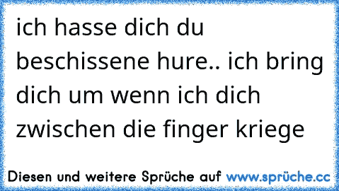 ich hasse dich du beschissene hure.. ich bring dich um wenn ich dich zwischen die finger kriege