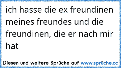 ich hasse die ex freundinen meines freundes und die freundinen, die er nach mir hat