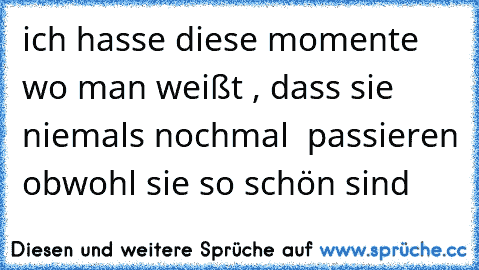 ich hasse diese momente wo man weißt , dass sie niemals nochmal  passieren obwohl sie so schön sind