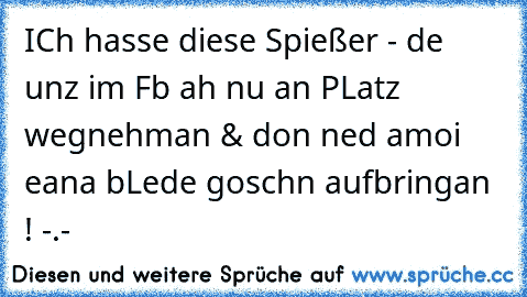 ICh hasse diese Spießer - de unz im Fb ah nu an PLatz wegnehman & don ned amoi eana bLede goschn aufbringan ! -.-