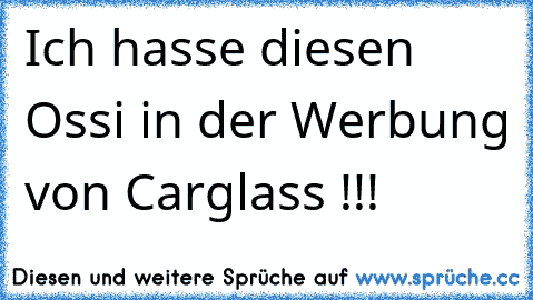 Ich hasse diesen Ossi in der Werbung von Carglass !!!