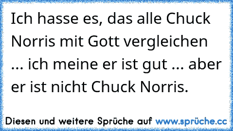 Ich hasse es, das alle Chuck Norris mit Gott vergleichen ... ich meine er ist gut ... aber er ist nicht Chuck Norris.