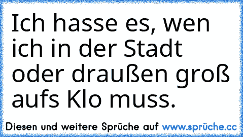 Ich hasse es, wen ich in der Stadt oder draußen groß aufs Klo muss.