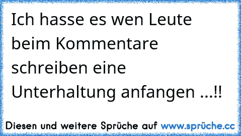 Ich hasse es wen Leute beim Kommentare schreiben eine Unterhaltung anfangen ...!!