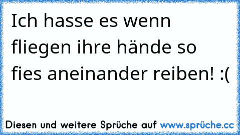 Ich hasse es wenn fliegen ihre hände so fies aneinander reiben! :(