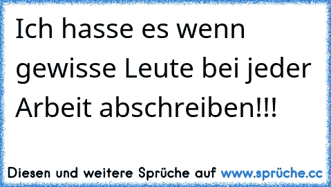 Ich hasse es wenn gewisse Leute bei jeder Arbeit abschreiben!!!