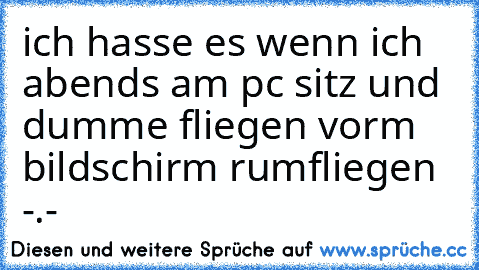 ich hasse es wenn ich abends am pc sitz und dumme fliegen vorm bildschirm rumfliegen -.-