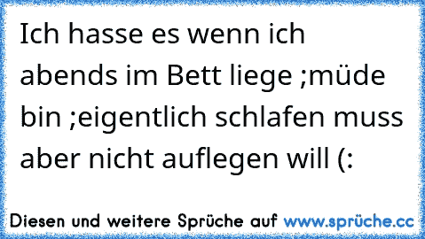 Ich hasse es wenn ich abends im Bett liege ;müde bin ;eigentlich schlafen muss aber nicht auflegen will ♥(: