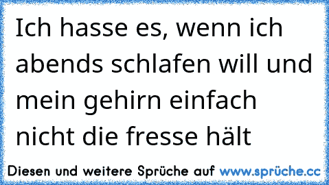 Ich hasse es, wenn ich abends schlafen will und mein gehirn einfach nicht die fresse hält