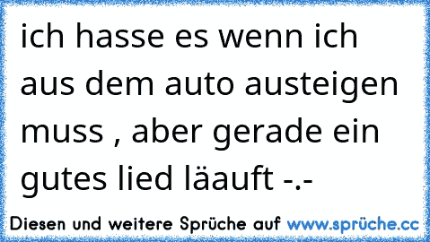 ich hasse es wenn ich aus dem auto austeigen muss , aber gerade ein gutes lied läauft -.-