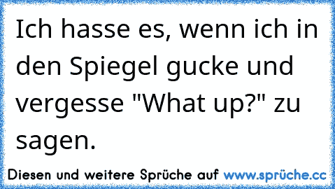 Ich hasse es, wenn ich in den Spiegel gucke und vergesse "What up?" zu sagen.