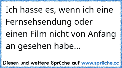 Ich hasse es, wenn ich eine Fernsehsendung oder einen Film nicht von Anfang an gesehen habe...