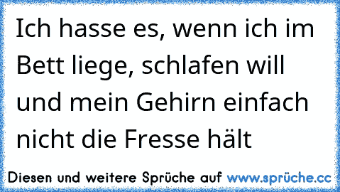 Ich hasse es, wenn ich im Bett liege, schlafen will und mein Gehirn einfach nicht die Fresse hält