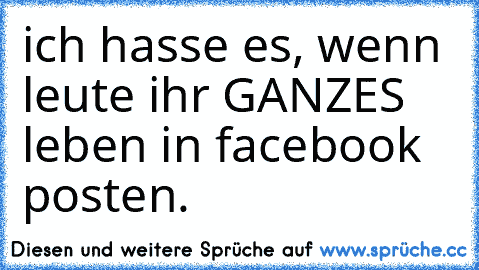 ich hasse es, wenn leute ihr GANZES leben in facebook posten.