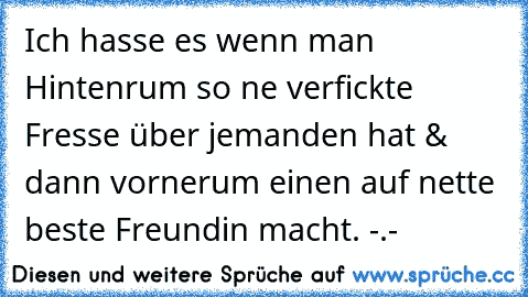 Ich hasse es wenn man Hintenrum so ne verfickte Fresse über jemanden hat & dann vornerum einen auf nette beste Freundin macht. -.-