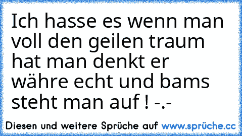 Ich hasse es wenn man voll den geilen traum hat man denkt er währe echt und bams steht man auf ! -.-