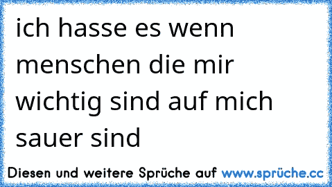 ich hasse es wenn menschen die mir wichtig sind auf mich sauer sind