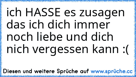 ich HASSE es zusagen das ich dich immer noch liebe und dich nich vergessen kann :(