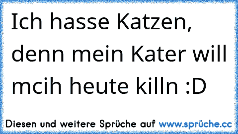 Ich hasse Katzen, denn mein Kater will mcih heute killn´ :D