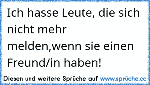 Ich hasse Leute, die sich nicht mehr melden,wenn sie einen Freund/in haben!