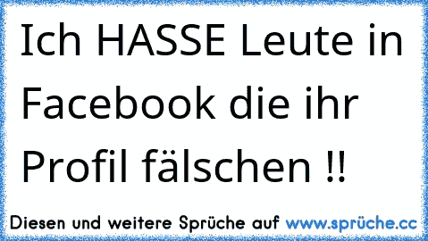 Ich HASSE Leute in Facebook die ihr Profil fälschen !!