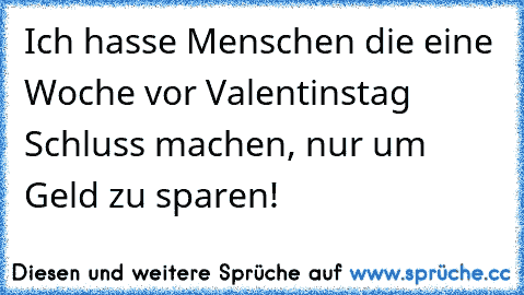 Ich hasse Menschen die eine Woche vor Valentinstag Schluss machen, nur um Geld zu sparen!