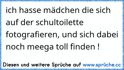 ich hasse mädchen die sich auf der schultoilette fotografieren, und sich dabei noch meega toll finden !