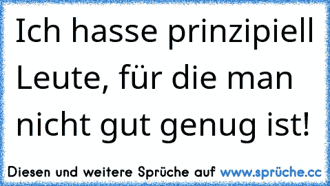 Ich hasse prinzipiell Leute, für die man nicht gut genug ist!