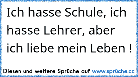 Ich hasse Schule, ich hasse Lehrer, aber ich liebe mein Leben !