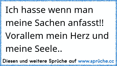 Ich hasse wenn man meine Sachen anfasst!! Vorallem mein Herz und meine Seele..