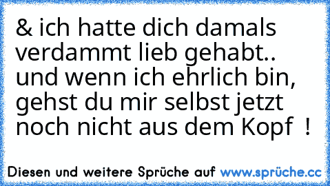 & ich hatte dich damals verdammt lieb gehabt.. und wenn ich ehrlich bin, gehst du mir selbst jetzt noch nicht aus dem Kopf ♥ !