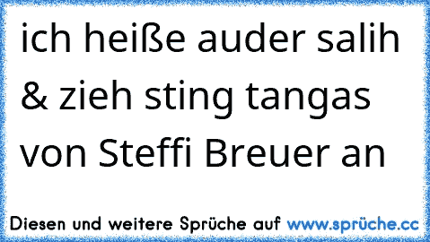 ich heiße auder salih & zieh sting tangas von Steffi Breuer an