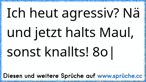 Ich heut agressiv? Nä und jetzt halts Maul, sonst knallts! 8o|