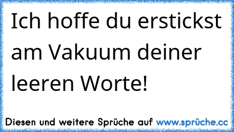 Ich hoffe du erstickst am Vakuum deiner leeren Worte!