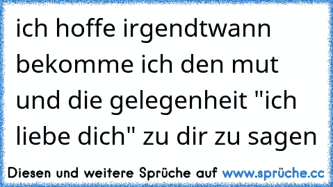 ich hoffe irgendtwann bekomme ich den mut und die gelegenheit "ich liebe dich" zu dir zu sagen ♥