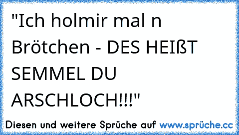 "Ich hol´mir mal n Brötchen - DES HEIßT SEMMEL DU ARSCHLOCH!!!"