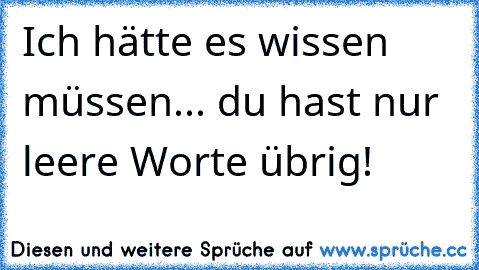 Ich hätte es wissen müssen... du hast nur leere Worte übrig!