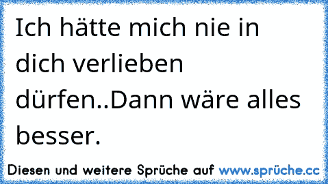 Ich hätte mich nie in dich verlieben dürfen..
Dann wäre alles besser.